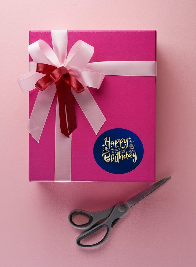 RokAPary 40 Happy Birthday Stickers, 2 Inch Big Round Glossy Labels, Great for Birthday Party, Gift Box, Gift Bag, Party Favors Décor, Tags, Games and Supplies. Made in USA. Blue - Image 2